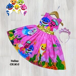 Pink Baby Shark Kids Costume Dress